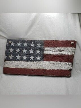 Large Barnwood American Flag Wall Hanging Handcrafted 21 x 10 Inches